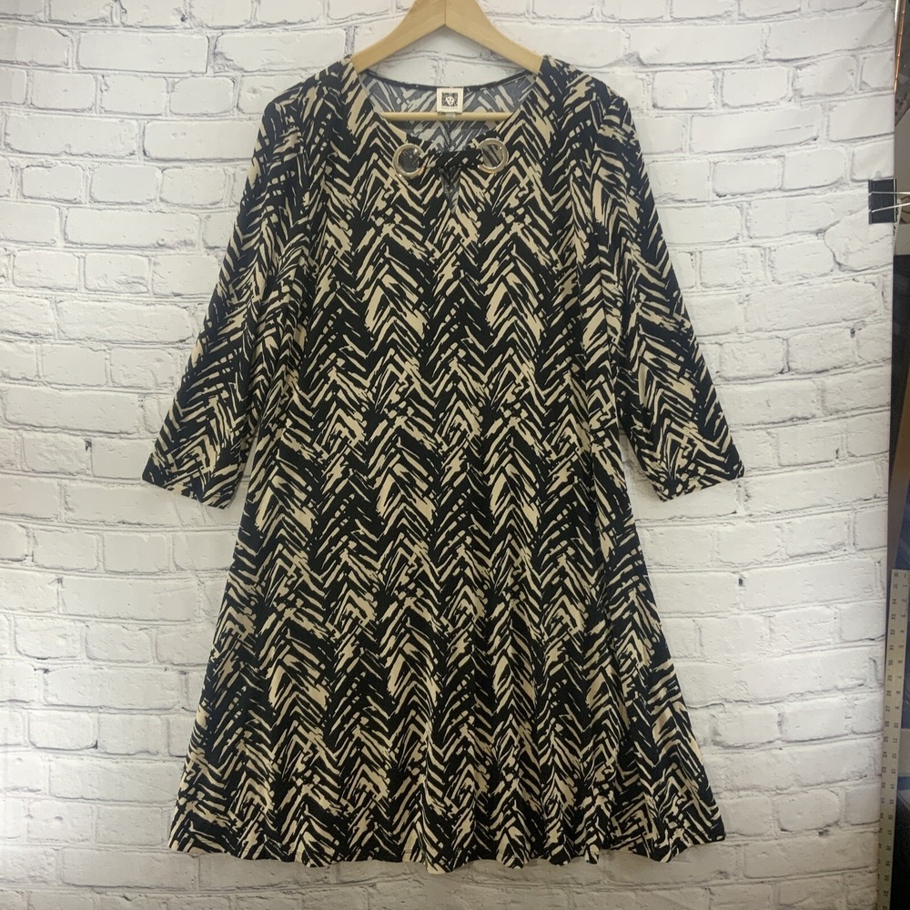 Anne Klein Dress Womens Sz 12 Jagged Chevron Pattern Business Casual
